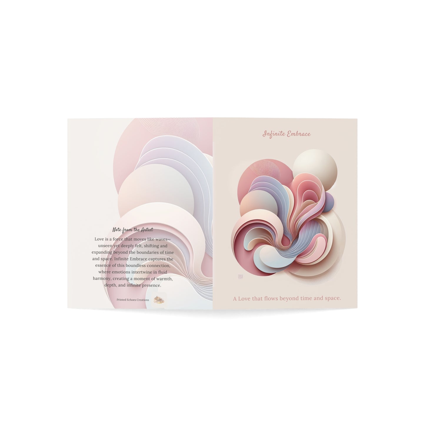 Full layout of the card showing the front cover and the artist note printed on the back of the card.