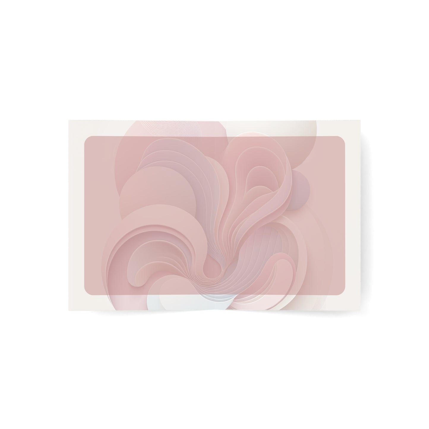 Inside of the card with soft flowing abstract design in pastel tones, leaving space for a personal handwritten message.