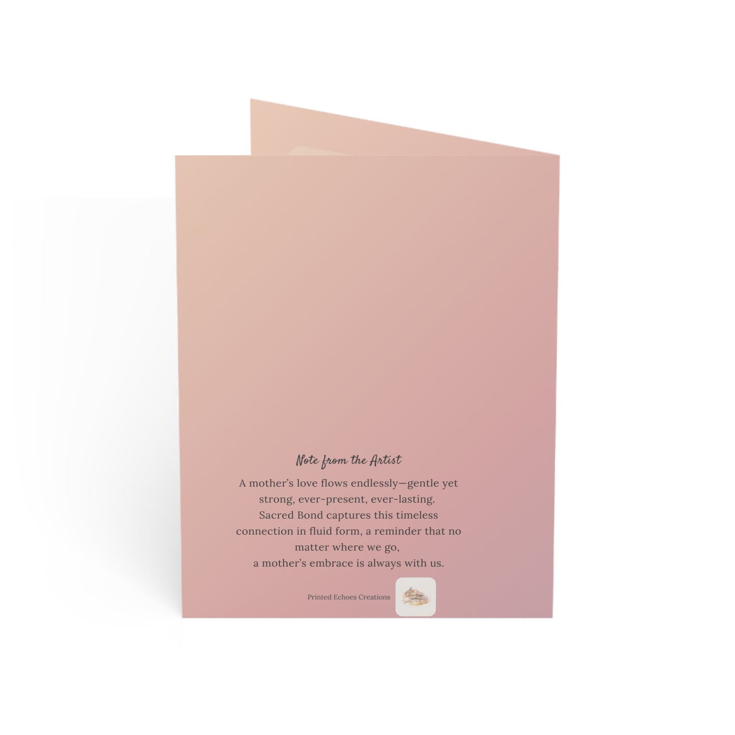 Back of Sacred Bond card with heartfelt artist note about the strength and tenderness of a mother’s love.