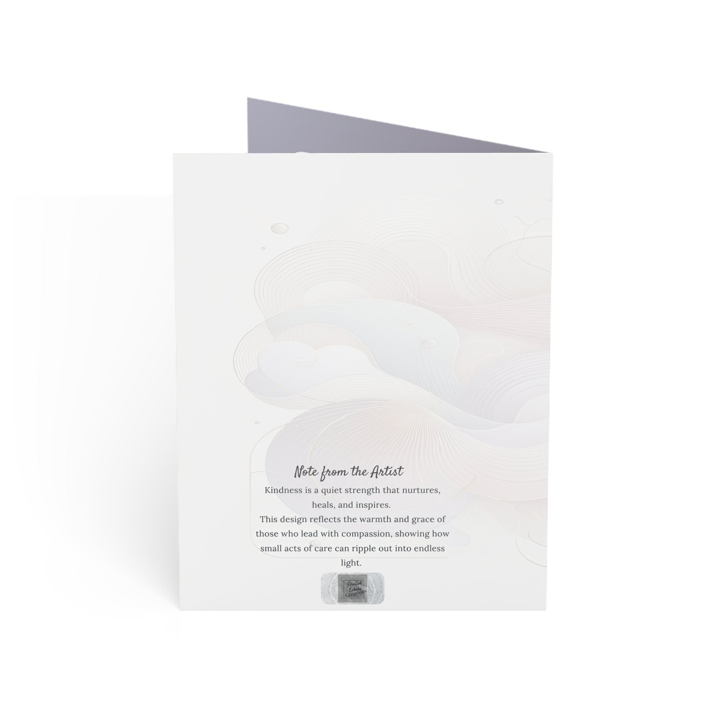 Back of the Graceful Souls card with a soft abstract background and a message from the artist about kindness, grace, and quiet strength.