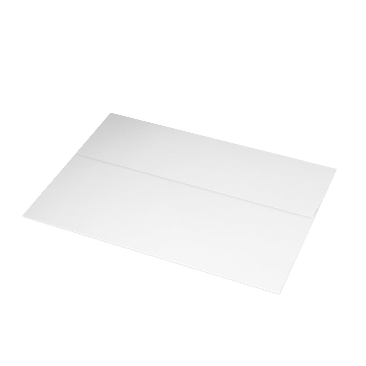 Minimalist white envelope photographed at an angle, included with the Love in Flow art greeting card for elegant gifting.