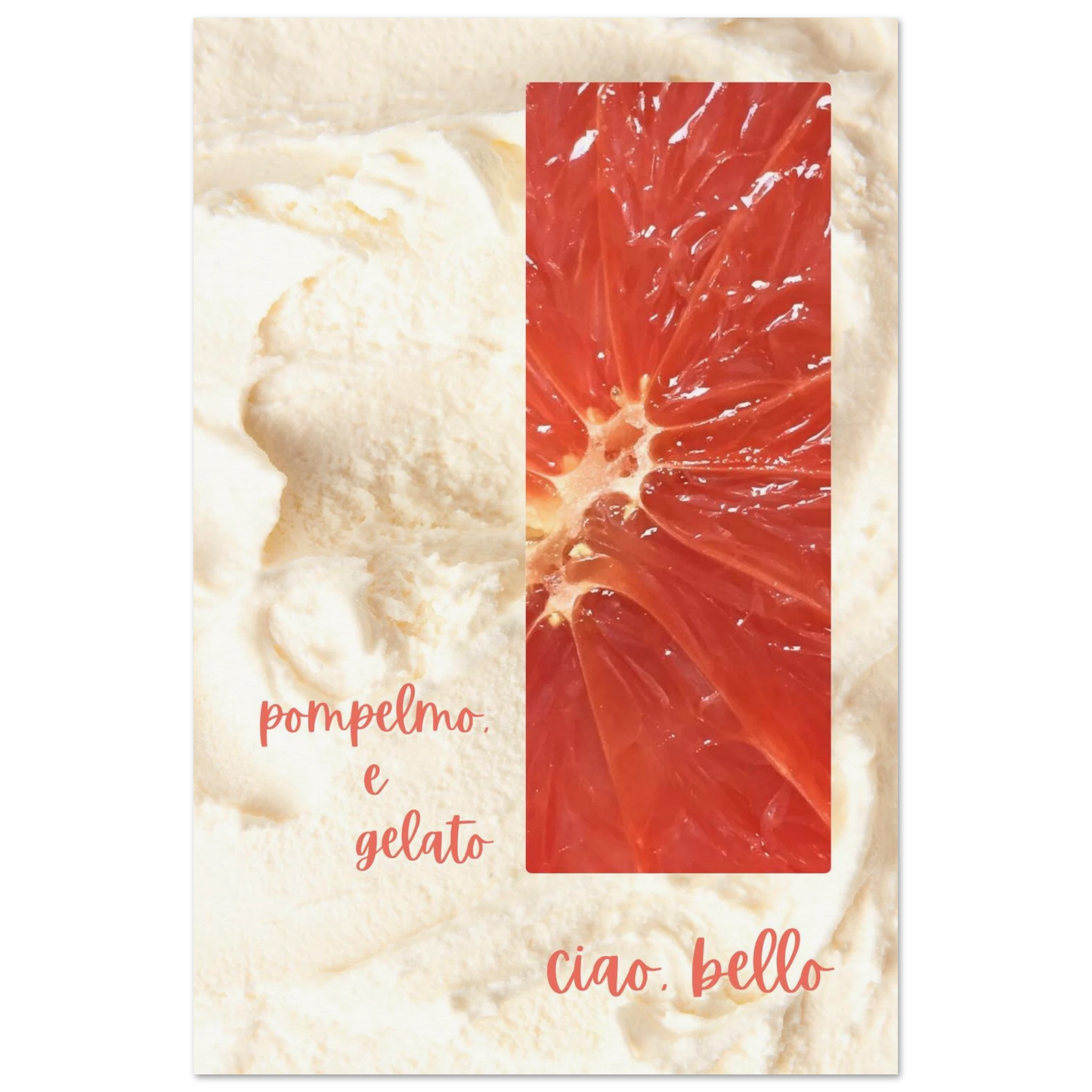 'The Manifesto' 24x36 inch large art print from the Pomelo e Gelato collection. A bold, oversized statement piece featuring macro citrus photography and creamy textures, designed to anchor modern living rooms or large dining spaces.