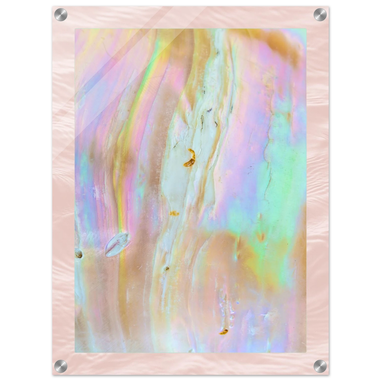 The Veil 24x36 acrylic wall art print, iridescent mother-of-pearl inspired design, a large modern statement piece for open walls and gallery-style interiors