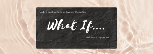 Modern greeting cards What-If Collection banner with black textured card and minimalist typography