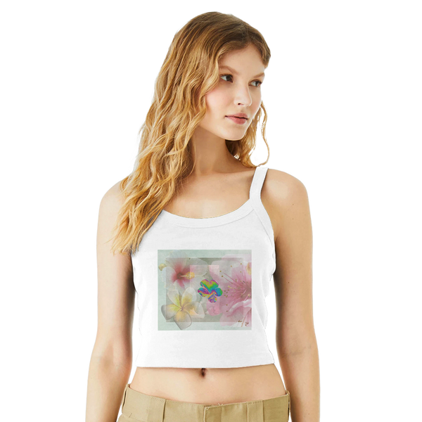 Bloom, Baby, Bloom! Floral Cropped Tank Top – Soft, Stylish & Sustainable | Micro Ribbed Fit