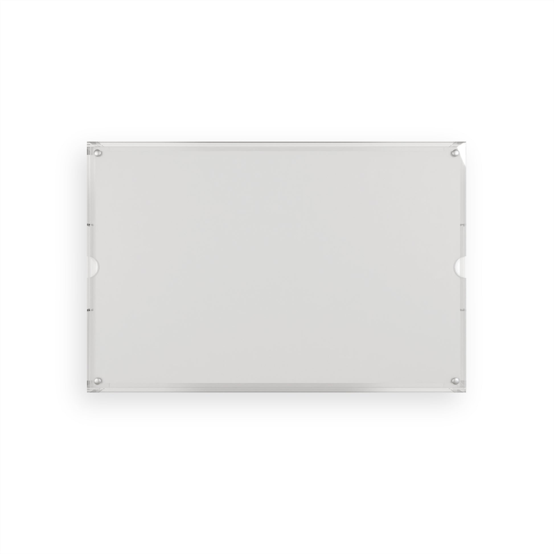 Clear acrylic serving tray with abstract candy swirl design shown from the back and edge, highlighting craftsmanship, durability, and modern glossy finish.
