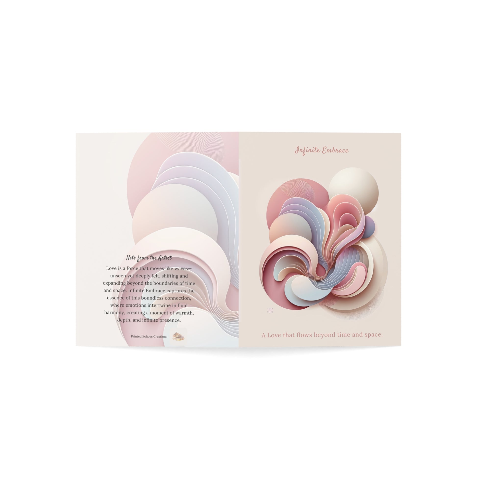 Full layout of the card showing the front cover and the artist note printed on the back of the card.