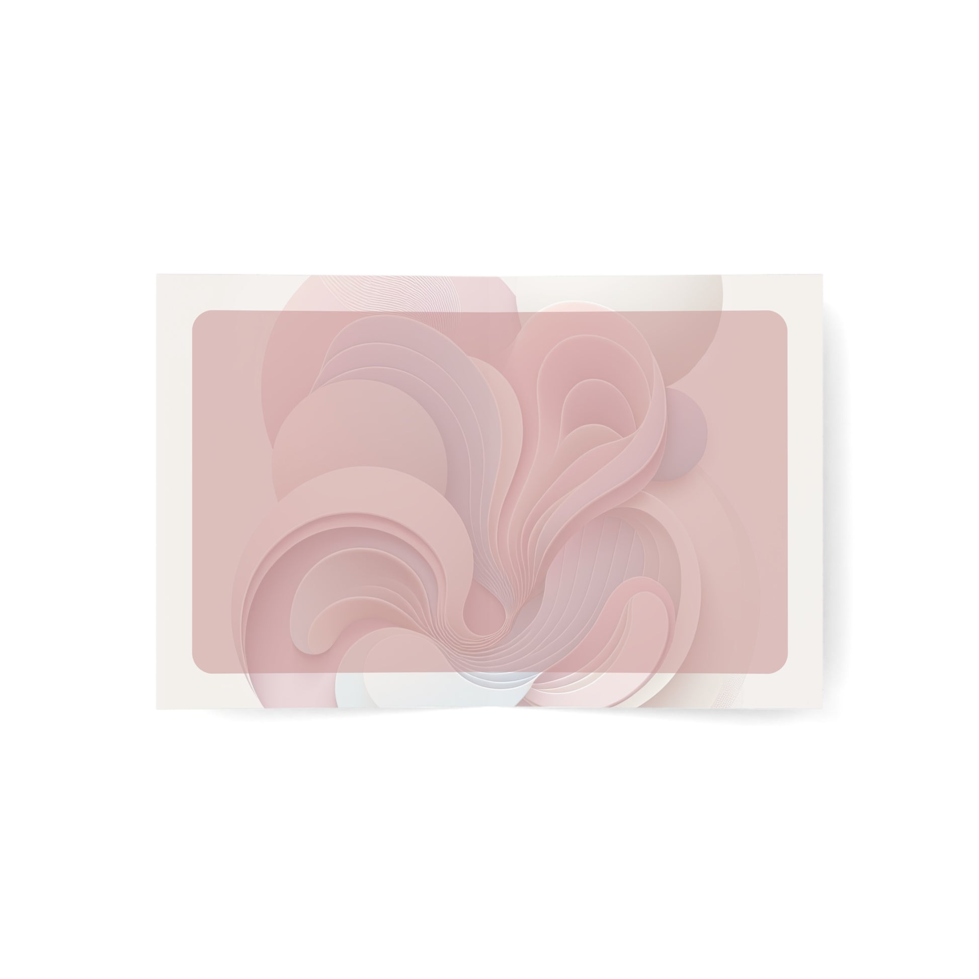Inside of the card with soft flowing abstract design in pastel tones, leaving space for a personal handwritten message.