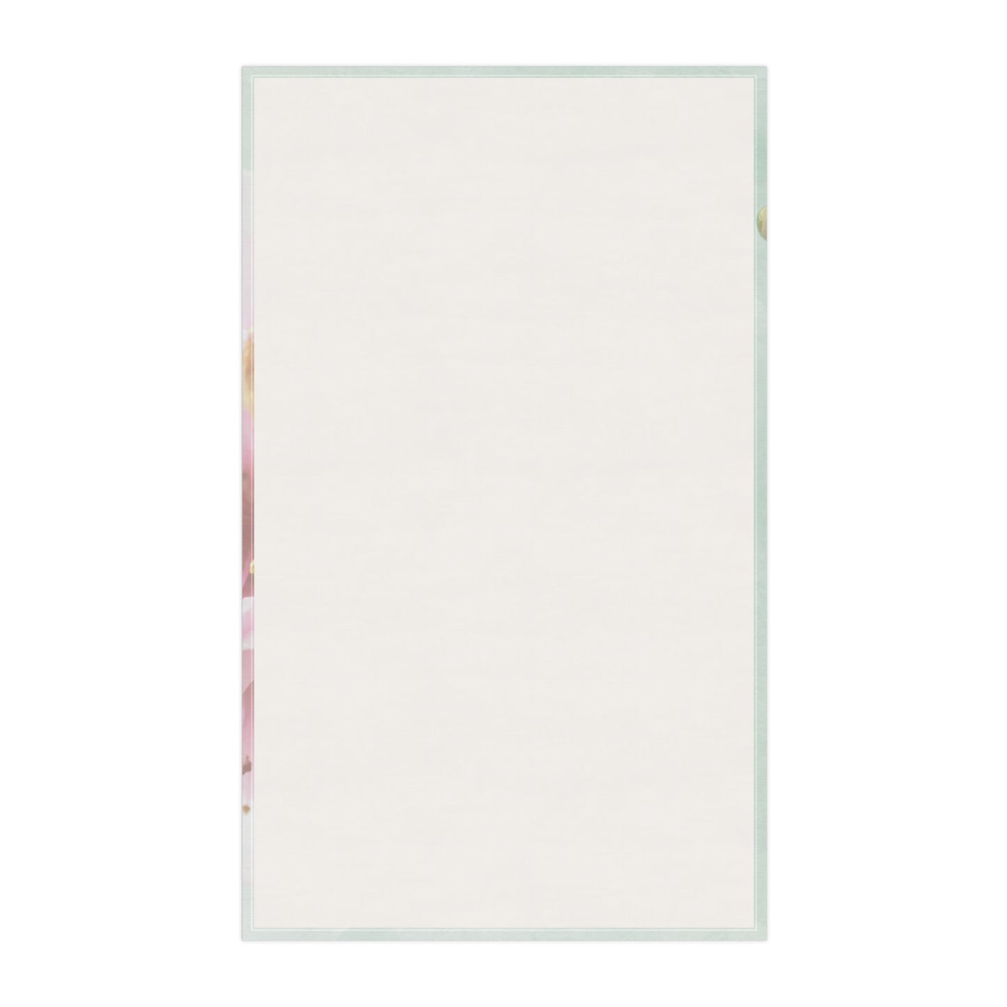 Back view of the Bloom, Baby, Bloom! tea towel showing the plain cotton twill fabric, highlighting its clean finish and lightweight, durable texture.