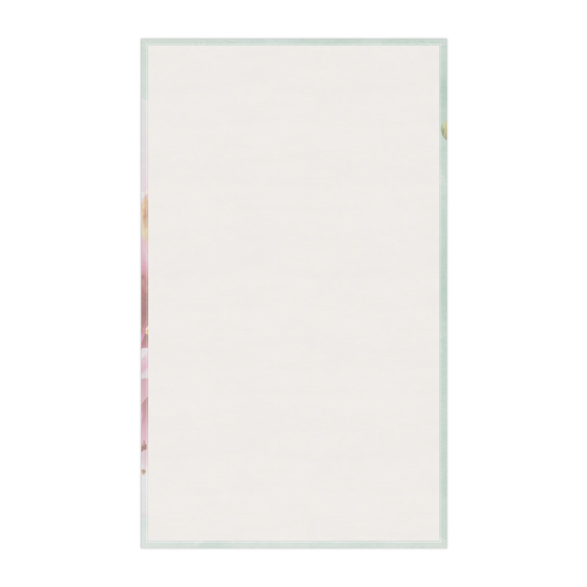 Back view of the Bloom, Baby, Bloom! tea towel showing the plain cotton twill fabric, highlighting its clean finish and lightweight, durable texture.