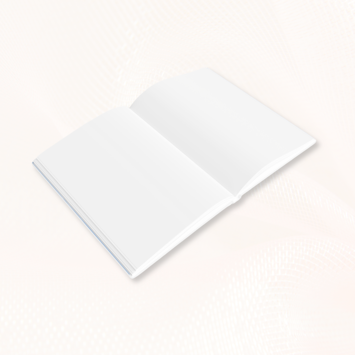 Open Garden of Dreams notebook showing blank interior pages, highlighting smooth white paper and a lay-flat binding for writing and journaling.