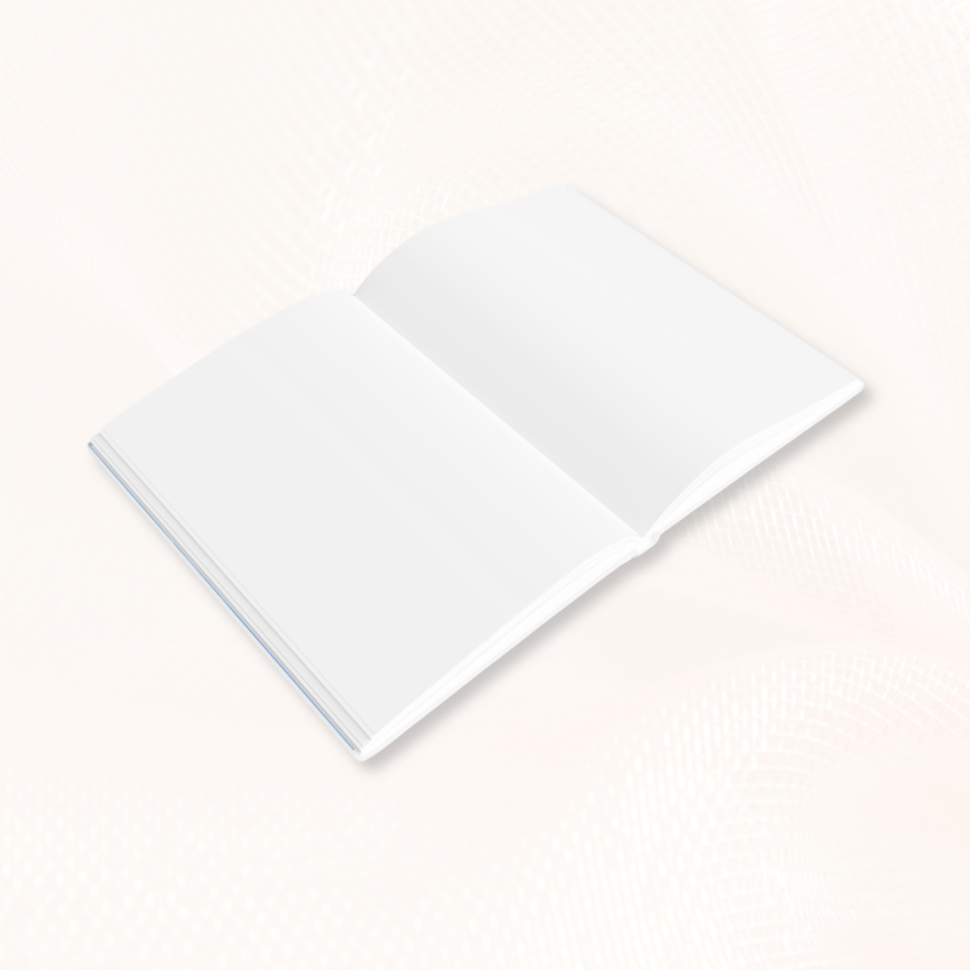 Open Garden of Dreams notebook showing blank interior pages, highlighting smooth white paper and a lay-flat binding for writing and journaling.