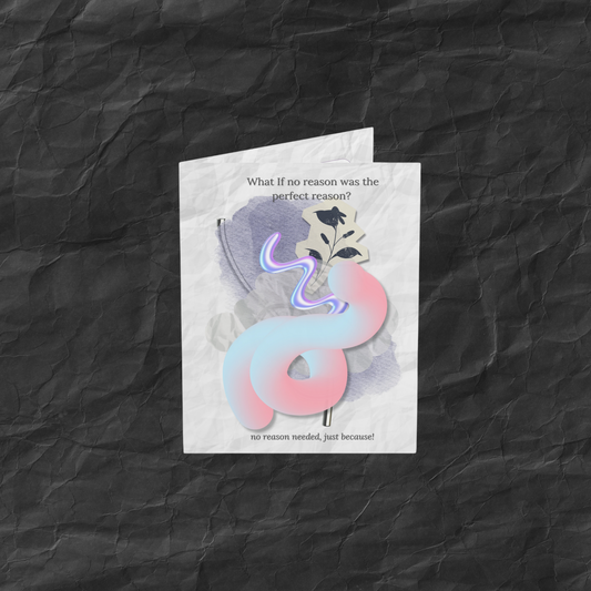 Front of the Just Because card from the What-If Collection by Printed Echoes Creations, original floral art perfect for thoughtful everyday notes