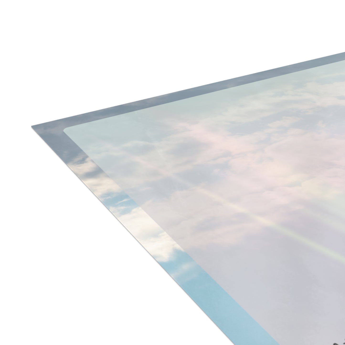 Close-up of the Sacred Light wedding art card showing soft pastel tones and iridescent detail, evoking a serene sky-inspired aesthetic.