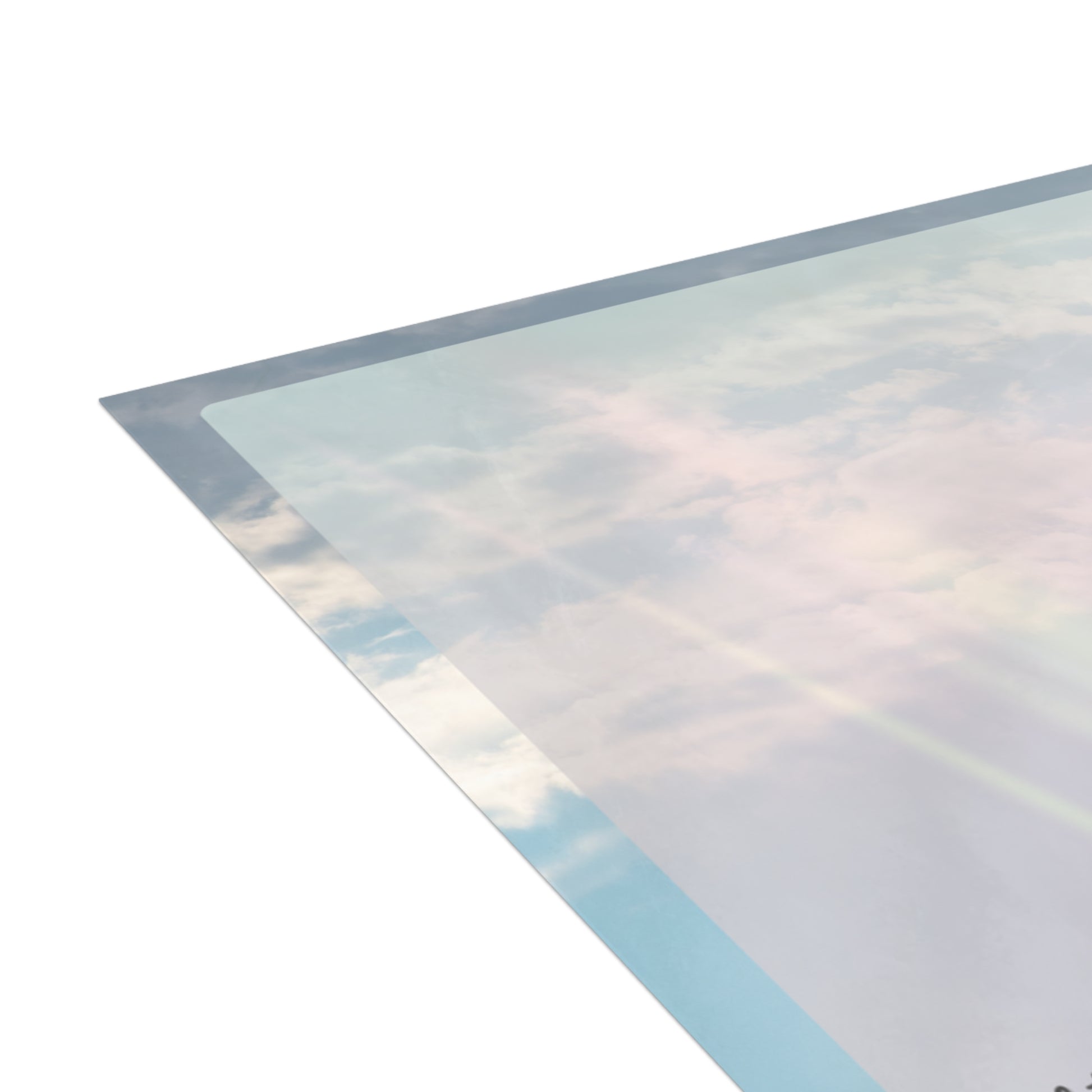 Close-up of the Sacred Light wedding art card showing soft pastel tones and iridescent detail, evoking a serene sky-inspired aesthetic.