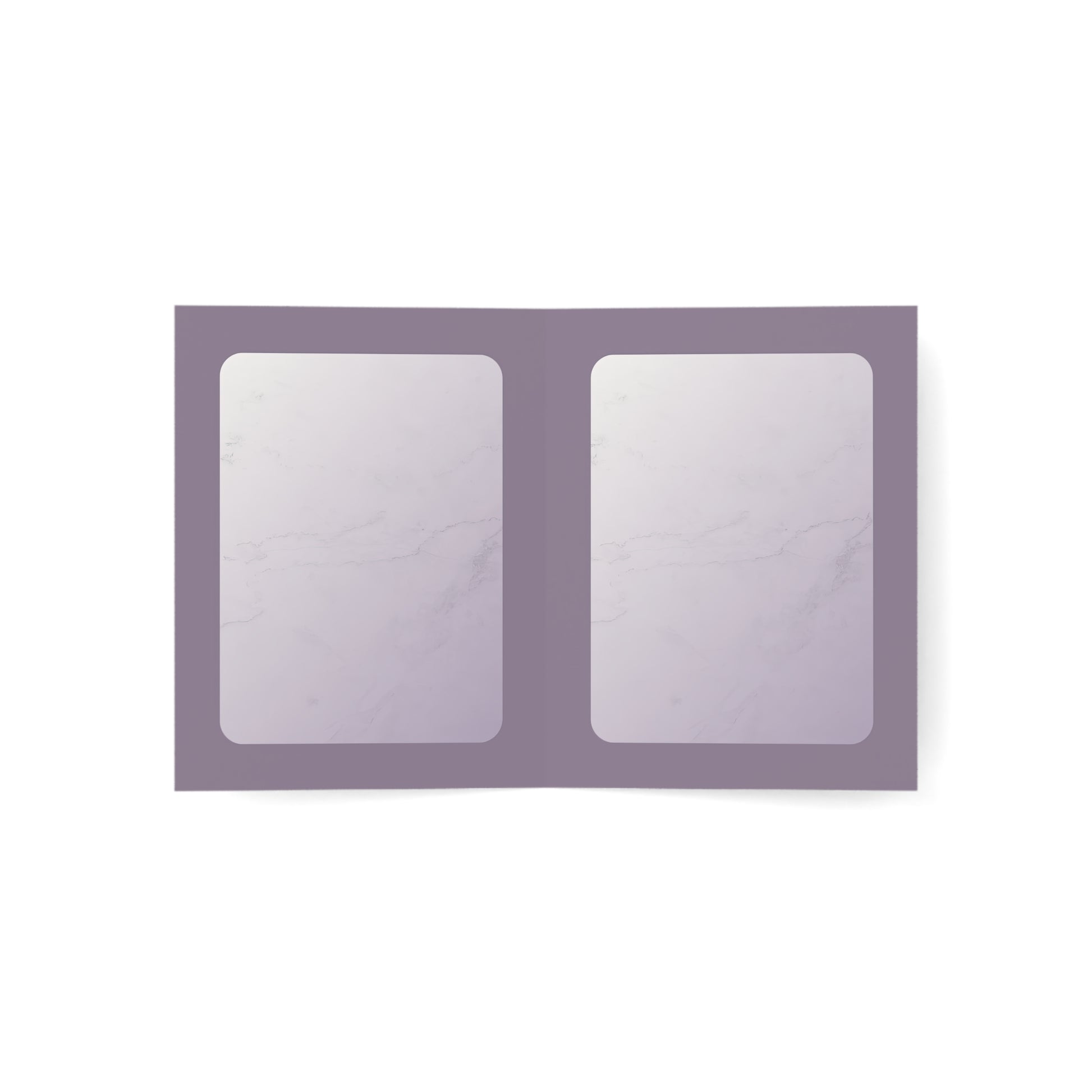 Inside view of the Strength Within card with blank panels and a subtle soft purple border, offering space for personal messages and heartfelt notes.